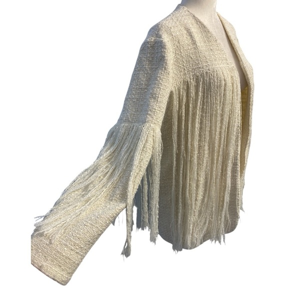 Zara Cream Fringe Blazer - Picture 11 of 16